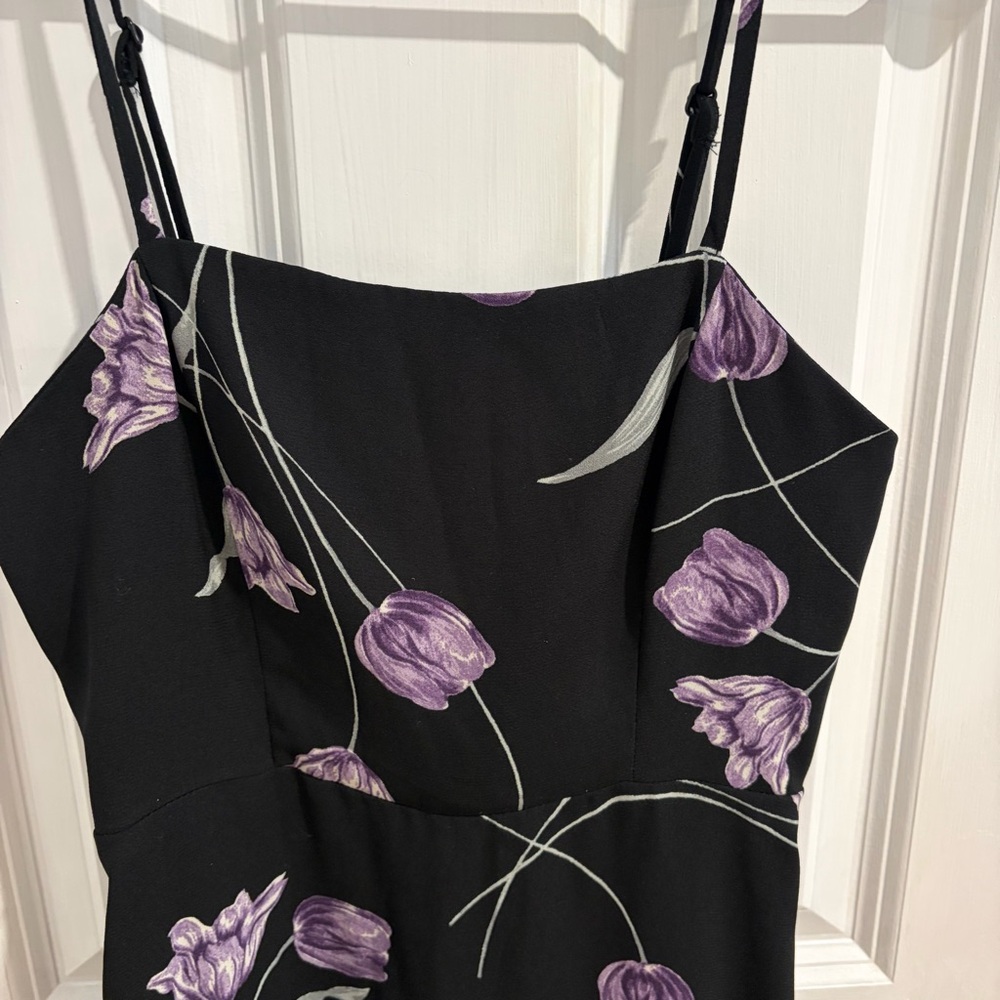 Urban Outfitters Black Dress with Purple Floral Design - Picture 2 of 4